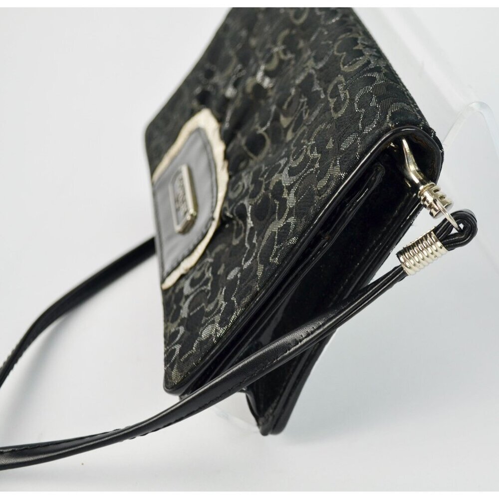 Coach Signature Clutch Wallet Black Silver Detail Crossbody Bag Removable Strap - Picture 5 of 8